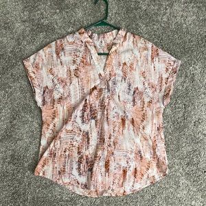 Pink feather design blouse top. Like new!